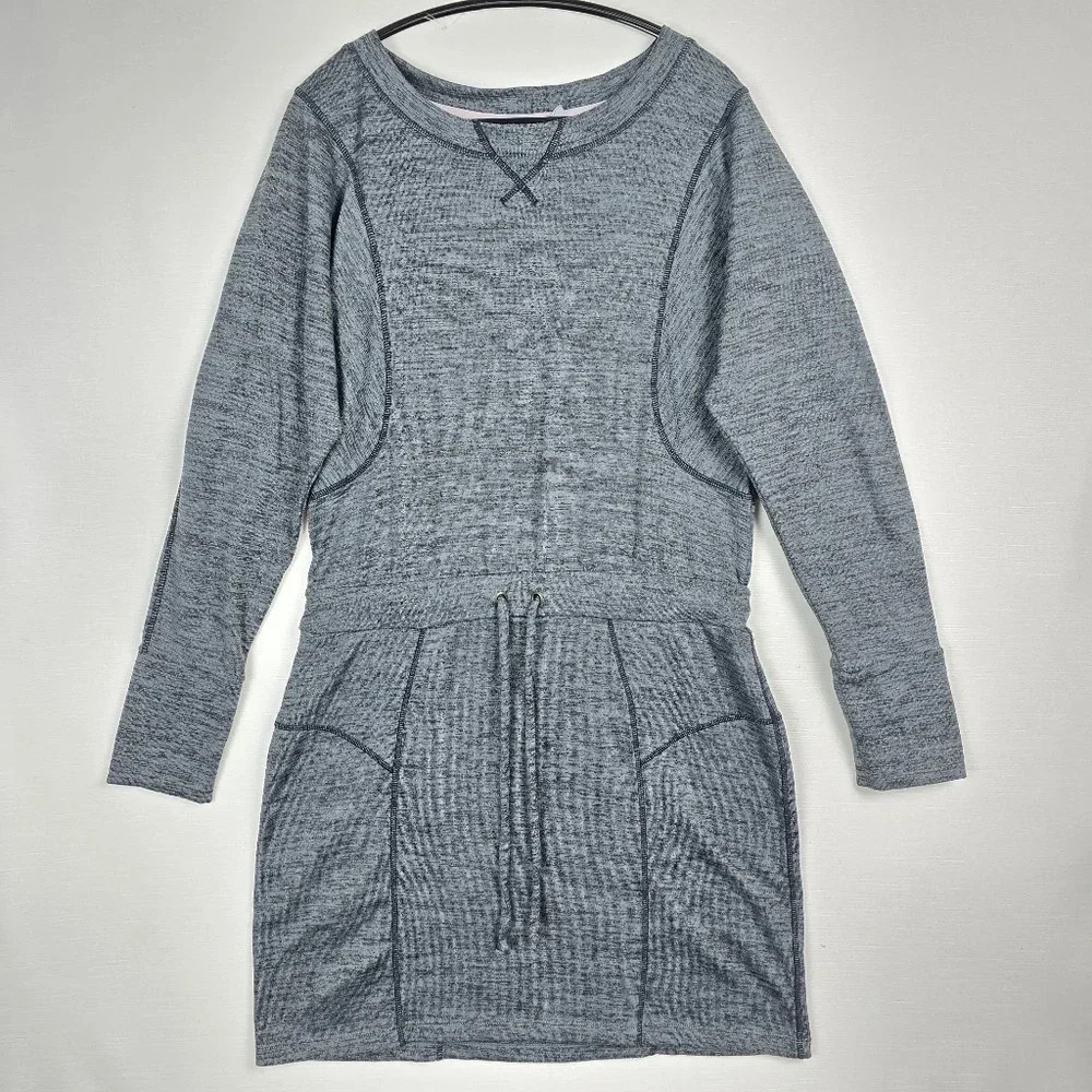 Athleta Dress Give It Your All Knee Long Sleeve Drawstring Hiking TrailGray Sz M
